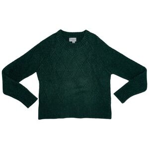 EVEREVE Eileen Pullover Sweater Dark Green Crewneck Textured‎ Diamond Knit SZ XS